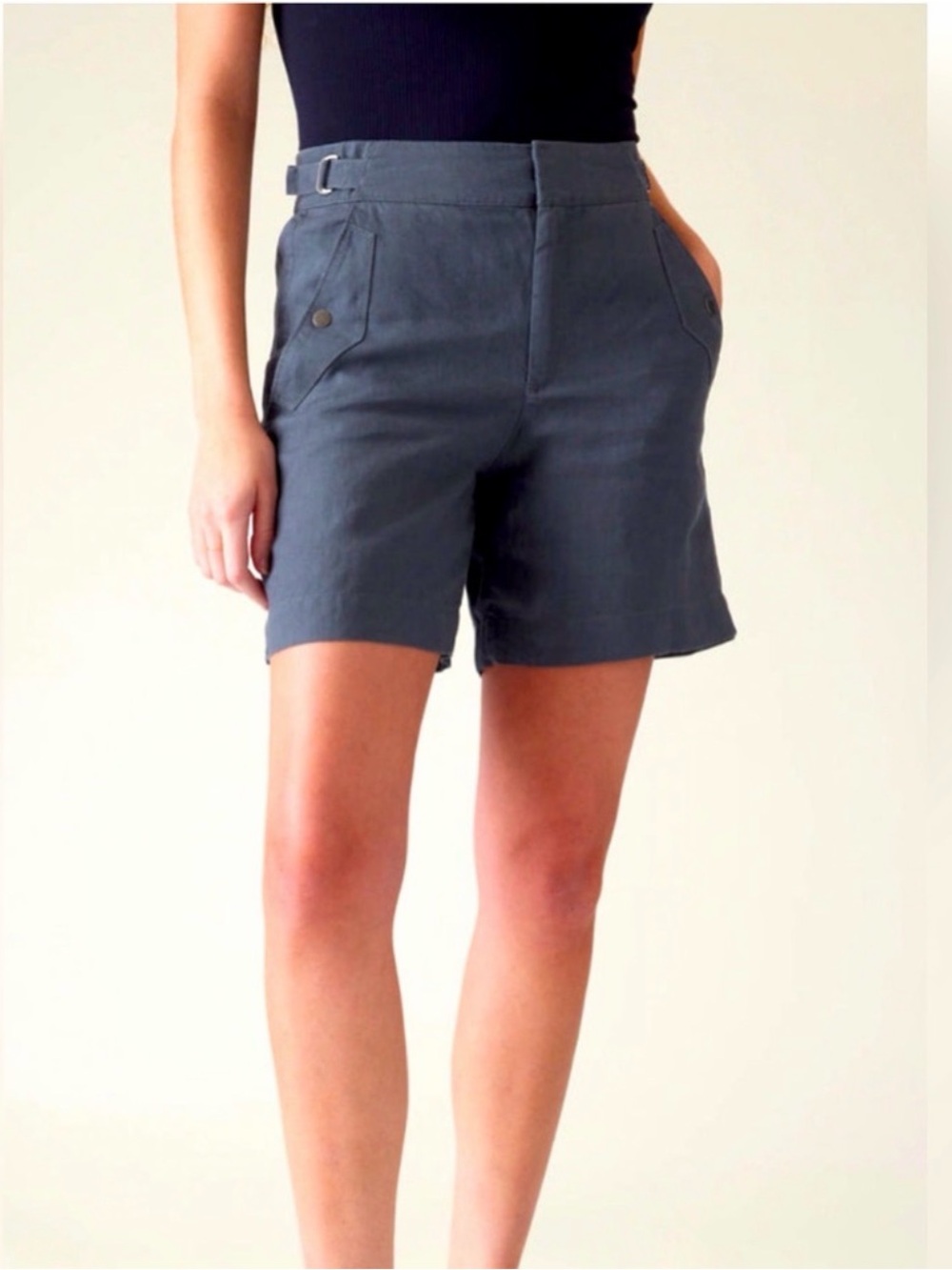 Athleta Voyager Linen Short in Granite Blue ~ Size 8 NWT